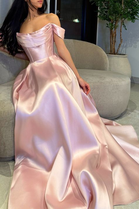 Classy Off-Shoulder Satin Prom Dress A-Line Floor Length Evening Gown,WGP2160
