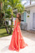 Stunning Coral Strapless Ruffle Prom Gown with Bow Detail and Flowing Chiffon Floor Length,WGP2103