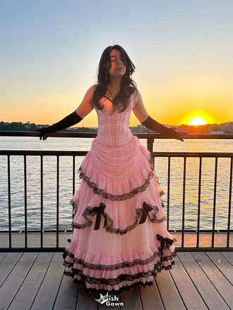 Unique Pink Spaghetti Strap A-Line Long Prom Dress Ideas, Evening Party Dresses,WGP1859