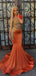 Sparkly Orange One-Shoulder Mermaid Long Prom Dress Ideas, Evening Party Dresses,WGP1808