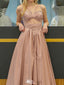 Modern Pink A-Line Prom Dress Unique Cut-Out Bodice Strappy V-Neck Pleated Evening Gown,WGP2076