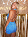 Sexy Blue Halter Strap Tight V-Neck Popular Cheap Short Homecoming Dresses, EPT314