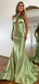 Elegant Green V-Neck Mermaid Long Prom Dress Ideas, Evening Party Dresses,WGP1986