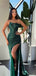 Shiny Green Sweetheart Mermaid Side Slit Long Prom Dress Ideas, Evening Party Dresses,WGP1960