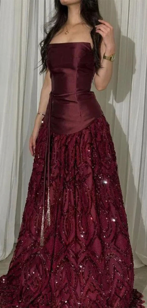 Elegant Red Sweetheart A-Line Long Prom Dress Ideas, Evening Party Dresses,WGP1911