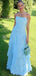 Classy Blue Strapless Ruched Chiffon Prom Dress Tiered Ruffle Formal Maxi Gown,WGP2184