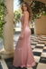 Modern Pink Silk Formal Prom Gown Pleated V Neck Classy Floor Length Dress,WGP2210