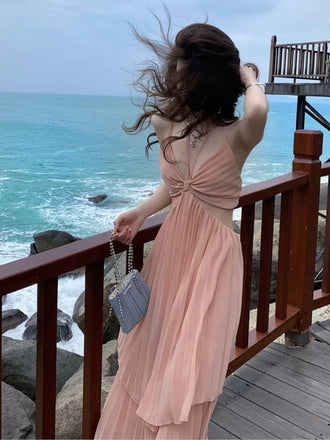 Unique Pink Spaghetti Strap A-Line Long Prom Dress Ideas, Evening Party Dresses,WGP1934