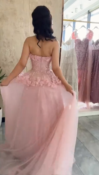 Elegant Pink Sweetheart A-Line Long Prom Dress Ideas, Evening Party Dresses,WGP1947