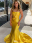 Elegant Yellow Sweetheart Mermaid Long Prom Dress Ideas, Evening Party Dresses,WGP1810