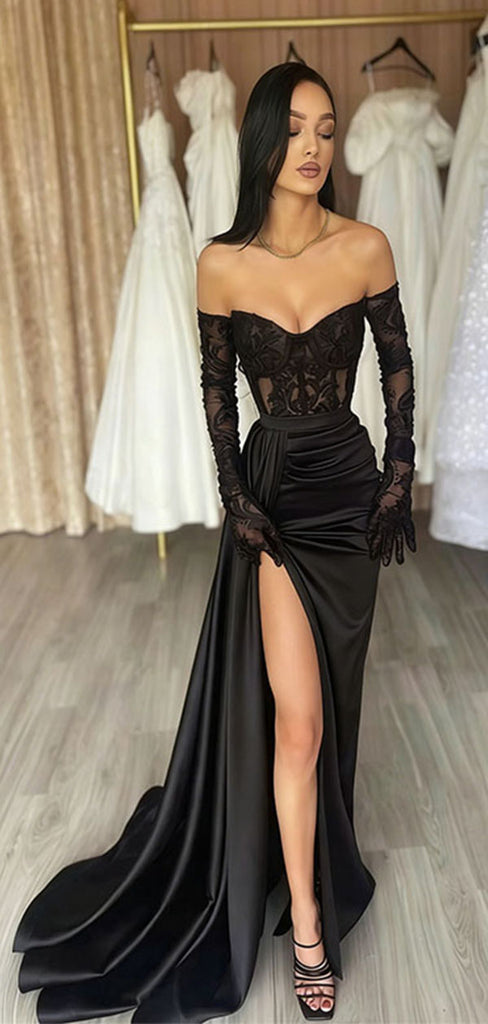 Sexy Black Sweetheart Mermaid Long Prom Dress Ideas, Evening Party Dresses,WGP1935