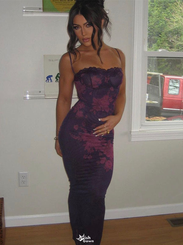 Sexy Applique Purple Spaghetti Strap Mermaid Long Prom Dress Ideas, Evening Party Dresses,WGP1737