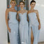 Elegant Blue Mismatched Sleeveless Mermaid Long Bridesmaid Dresses Online,WGM451