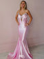 Elegant Pink Spaghetti Strap Mermaid Long Prom Dress Ideas, Evening Party Dresses, WGP2028
