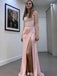 Modern Pink Mermaid Satin Prom Dress Crystal Waist Detail Boned Bodice Side Slit Skirt,WGP2048