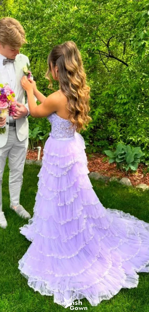 Gorgeous Spaghetti Strap Lace A-line Long Prom Dress Ideas, Evening Party Dresses,WGP1220