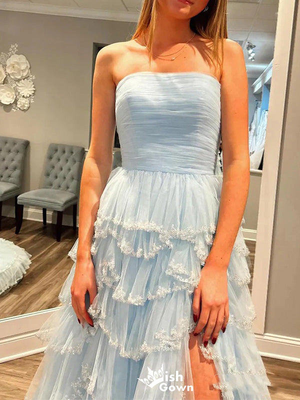 Gorgeous Strapless A-Line Long Prom Dress Ideas, Evening Party Dresses,WGP1110