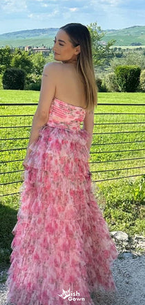 Casual Straight Across Strapless A-line Long Prom Dress Ideas, Evening Party Dresses,WGP1254