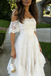 Unique White Lace Prom Gown Off-Shoulder Tiered A-Line Evening Dress,WGP2130