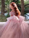 Cute Pink Off-Shoulder Long A-Line Flower Girl Dress , FG025