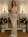 Sexy Silver Sequin Mermaid Prom Dress Cutout Waist Sparkly Sleeveless Gown,WGP2201