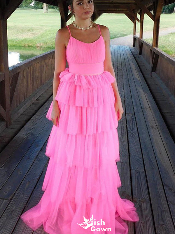 Casual Spaghetti Strap Backless A-line Long Prom Dress Ideas, Evening Party Dresses,WGP1271