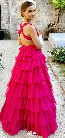 Gorgeous V-neck Cirss-Cross A-line Long Prom Dress Ideas, Evening Party Dresses,WGP1275