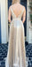 Elegant V-neck Spaghetti Strap A-line Long Prom Dress Ideas, Evening Party Dresses,WGP1306