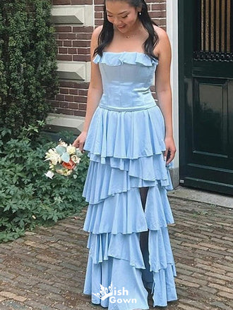 Elegant Strapless Straight Across A-line Long Prom Dress Ideas, Evening Party Dresses,WGP1331