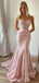 Sexy Blush Pink Satin Mermaid Prom Dress Strapless Ruched Party Gown,WGP2131