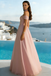 Chic Off-The-Shoulder Chiffon Prom Dress Pink Pleated A-Line Formal Gown,WGP2213