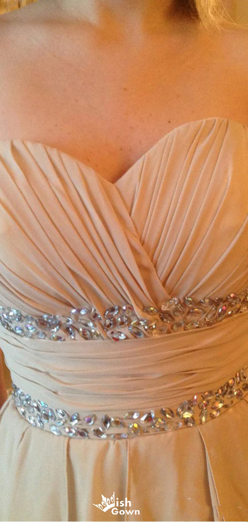 Popular Strapless Sweetheart Asymmetric A-line Long Prom Dress Ideas, Evening Party Dresses,WGP1123