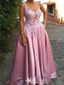 Elegant V-neck Lace A-line Long Prom Dress Ideas, Evening Party Dresses,WGP1381