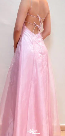 Elegant Spaghetti Strap Square A-line Long Prom Dress Ideas, Evening Party Dresses,WGP1382