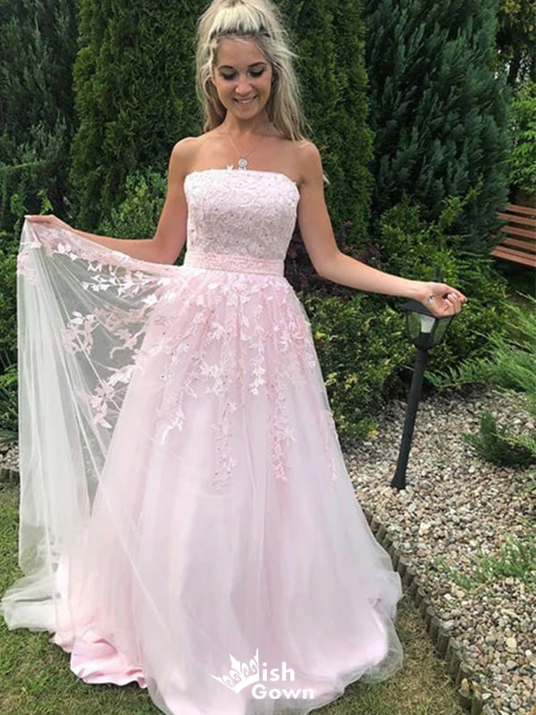 Elegant Strapless Straight Across A-line Long Prom Dress Ideas, Evening Party Dresses,WGP1413