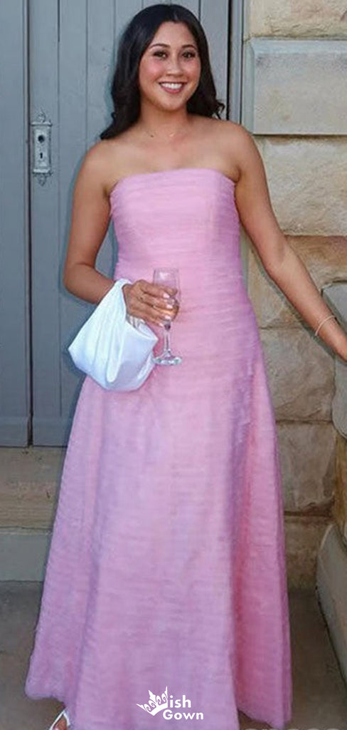 Casual Strapless Straight Across A-line Long Prom Dress Ideas, Evening Party Dresses,WGP1435