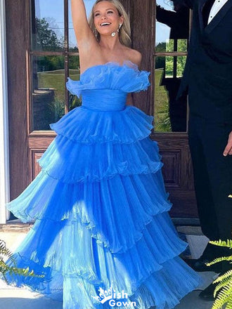 Elegant Strapless Straight Across A-line Long Prom Dress Ideas, Evening Party Dresses,WGP1439