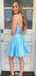 Casual Spaghetti Strap A-line Short Mini Homecoming Dress,EPT344