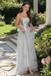 Classy Silver Grey Tulle A-Line Prom Gown Strapless Corset Formal Evening Wear,WGP2202