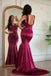 Unique Burgundy V-Neck Mermaid Side Slit Long Prom Dress Ideas, Evening Party Dresses,WGP1965