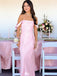 Classy Off-the-Shoulder Pink Satin Mermaid Prom Dresses, Evening Party Dresses,WGP2065