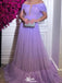 Gorgeous Off-shoulder Notched A-line Long Prom Dress Ideas, Evening Party Dresses,WGP1448