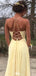Casual Halter Deep V-neck A-line Long Prom Dress Ideas, Evening Party Dresses,WGP1457