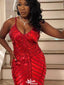 Sexy V-neck Spaghetti Strap Sheath Long Prom Dress Ideas, Evening Party Dresses,WGP1463