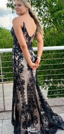 Sexy V-neck Spaghetti Strap Mermaid Long Prom Dress Ideas, Evening Party Dresses,WGP1465