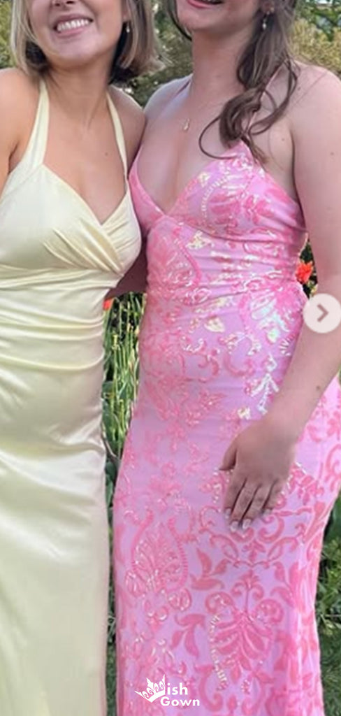 Casual Spaghetti Strap V-neck Mermaid Long Prom Dress Ideas, Evening Party Dresses,WGP1484