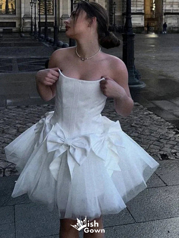 Elegant Bateau Strapless A-line Short Mini Homecoming Dress,EPT370