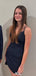 Casual Spaghetti Strap V-neck Sheath Short Mini Homecoming Dress,EPT374