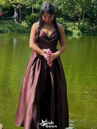 Elegant Spaghetti Strap V-neck A-line Long Prom Dress Ideas, Evening Party Dresses,WGP1521