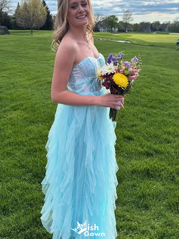 Elegant Strapless A-line Long Prom Dress Ideas, Evening Party Dresses,WGP1522